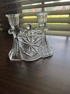 Anchor Hocking Clear Precut Double Taper Candlestick Holder